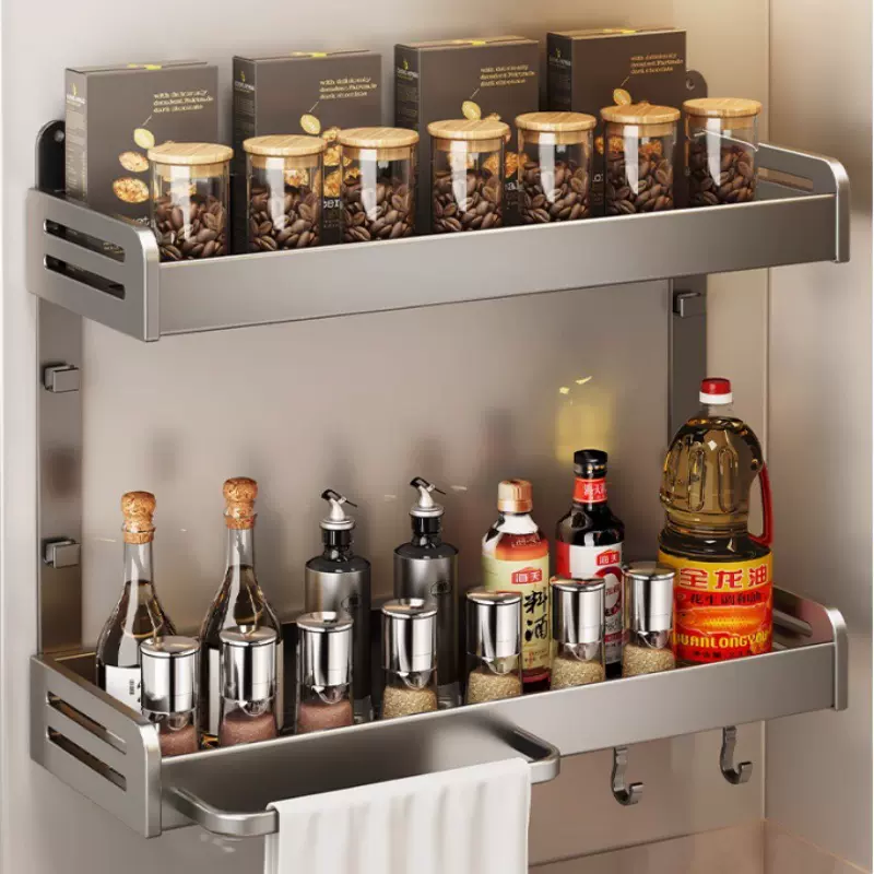 免打孔厨房壁挂置物架多层多功能墙上调料架家用用品大全收纳挂架
