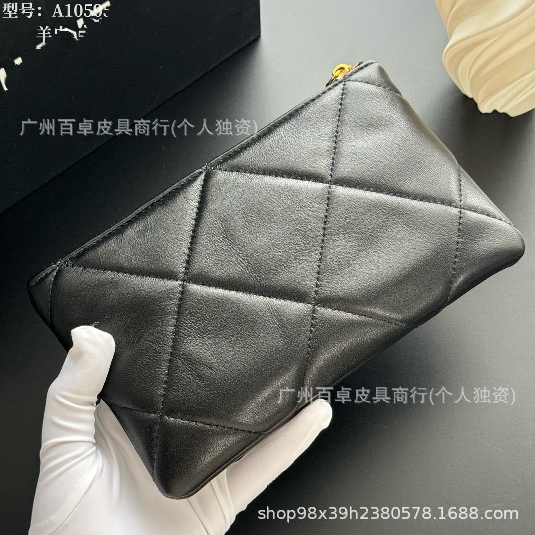D-Style Large Diamond Quilted Women's Clutch Bag, Lambskin Evening Bag, Genuine Leather Zipper Phone Bag, Envelope Bag - Thumbnail 2