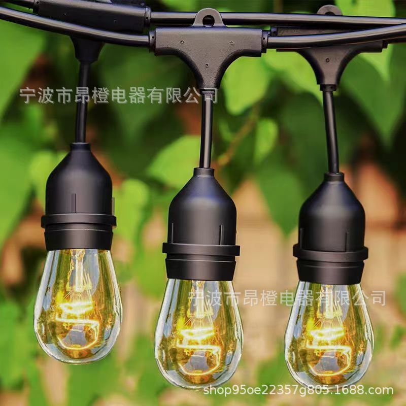 供应LED防水灯串灯笼露营装饰跑马灯E27火龙果照明养殖灯串电源线