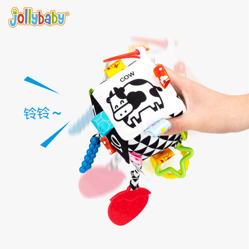 jollybaby baby fabric teether rattle car hanging bed hanging black and white geometric shape building blocks 0 years old early education toys