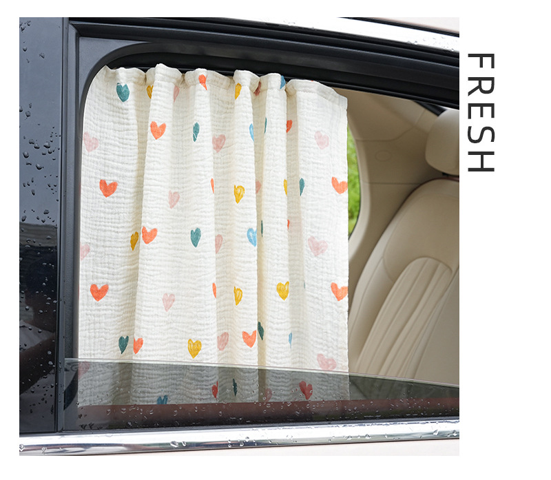 Embedded rail car curtain double-layer cotton yarn car sun protection heat insulation sunshade car sunshade side curtain for women