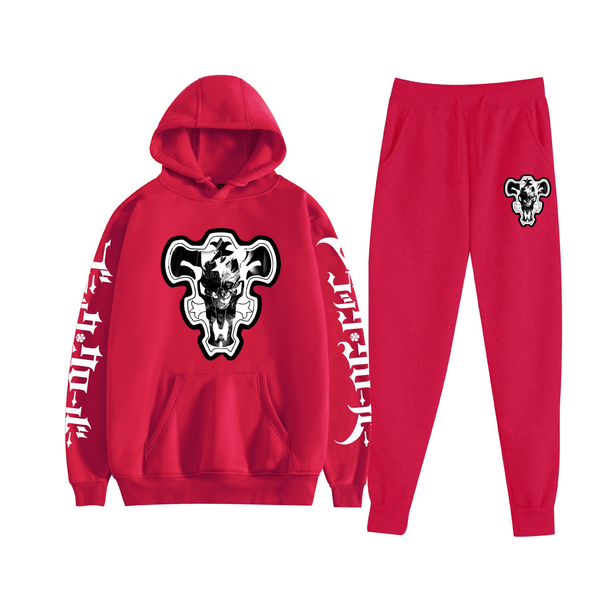 Comercio exterior nuevo estilo riman black trébol de cuatro hojas-Black Clover suéter con capucha corsés traje de dos piezas