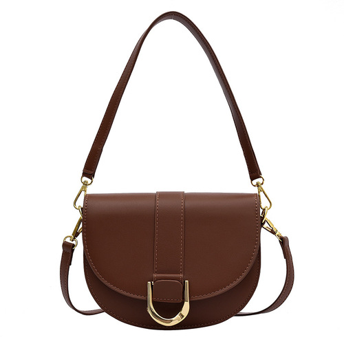Versatile ins small bag  new bag women's bag crossbody bag texture retro single shoulder armpit saddle bag
