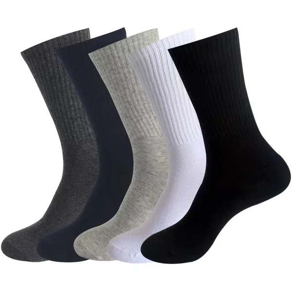Cross-Border men's socks autumn and winter high elastic calf socks men's and women's running sports socks plus size solid color mid-calf length socks European and American