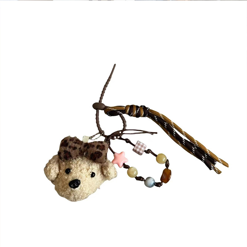 Ins adorable arco peluche osos colgante cadena de cuentas llaveros bolsos colgante accesorios cadena de teléfono móvil al por mayor