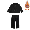 Fleece black set, jacket, trousers, 2 piece set