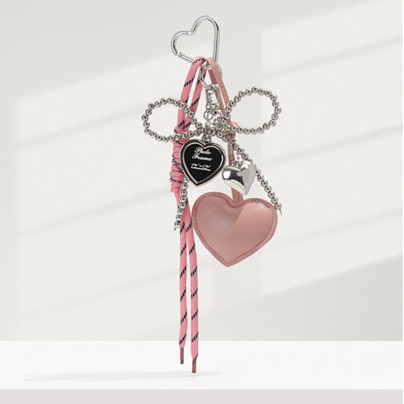 Arco de perla + cuero rosa amor-colgante