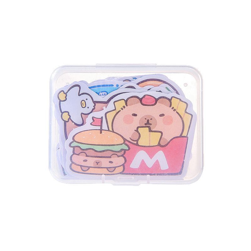 Pegatinas de forma especial de Kapibala, pegatinas de material de libro de manos de bricolaje en caja para estudiantes, pegatinas de carpincho lindo, regalos al por mayor