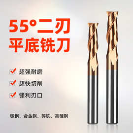 钨钢55度2刃钢用立铣刀硬质合金铣刀数控刀具键槽加长立铣刀
