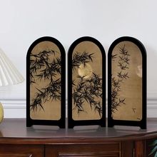 【墨竹】中古风屏风摆台桌面小众艺术卧室床头餐厅创意装饰画客厅