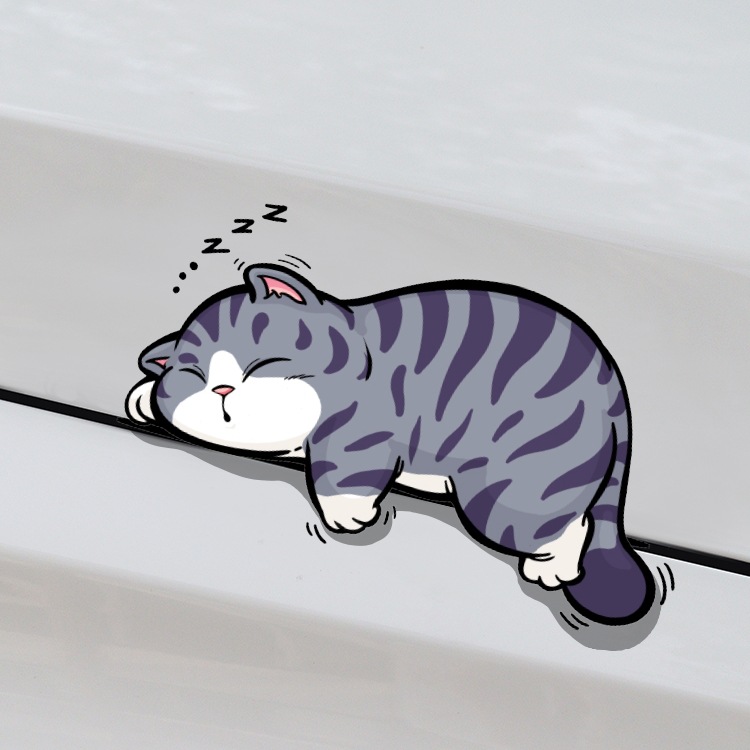 招吉猫车品汽车个性趣味卡通猫咪车贴宠物划痕贴电动车反光车身贴