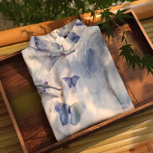 Beizhi Rhyme Retro Republic of China Style Blue Short-sleeved Cheongsam Improved New Chinese Style 2024 Summer New Daily Wear