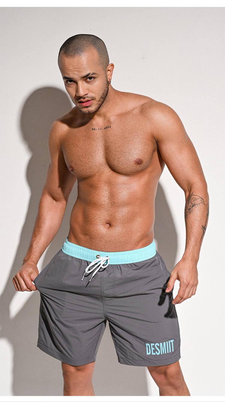 DESMIIT Sexy Beach Swim Trunks-Gray