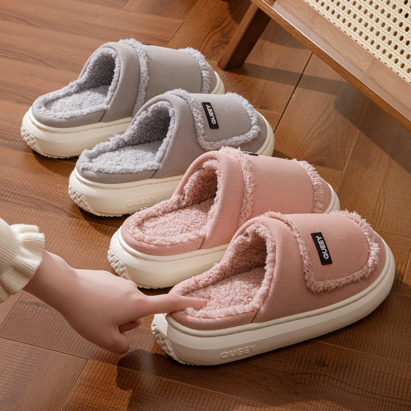 2025 New Suede Couple Cotton Slippers Men's Autumn and Winter Indoor Home Soft Sole Warm Silent Cotton Slippers Women