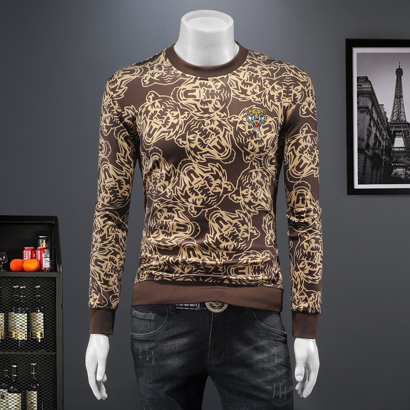 2025秋冬新款高档潮流休闲老虎刺绣男士长袖卫衣 9029