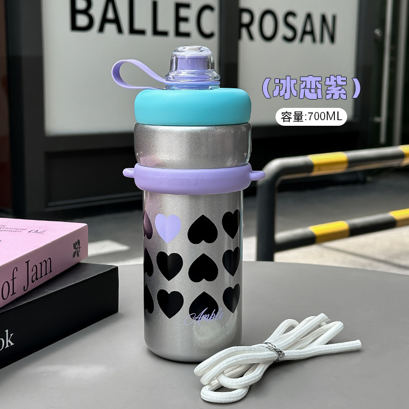 女生蝴蝶结水杯不锈钢真空保冷咖啡杯高颜值户外便携双饮保温杯子|undefined