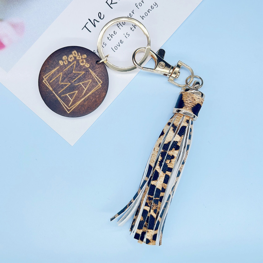 15g Weight Keychain Classification 1 Piece Quantity Daily Occasion PU, Wood Material Mother'S Day Festival MAMA, Letter Pattern Women's Gender Tassel Design Romantic Style Romantic MAMA Letter PU Wood Tassel Mother'S Day Women's Keychain 8