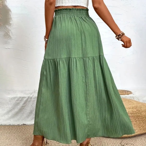 Cross-border Foreign Trade High Split Ruffle Waist Skirt Spring and Summer High-end Long Skirt Women's Skirt