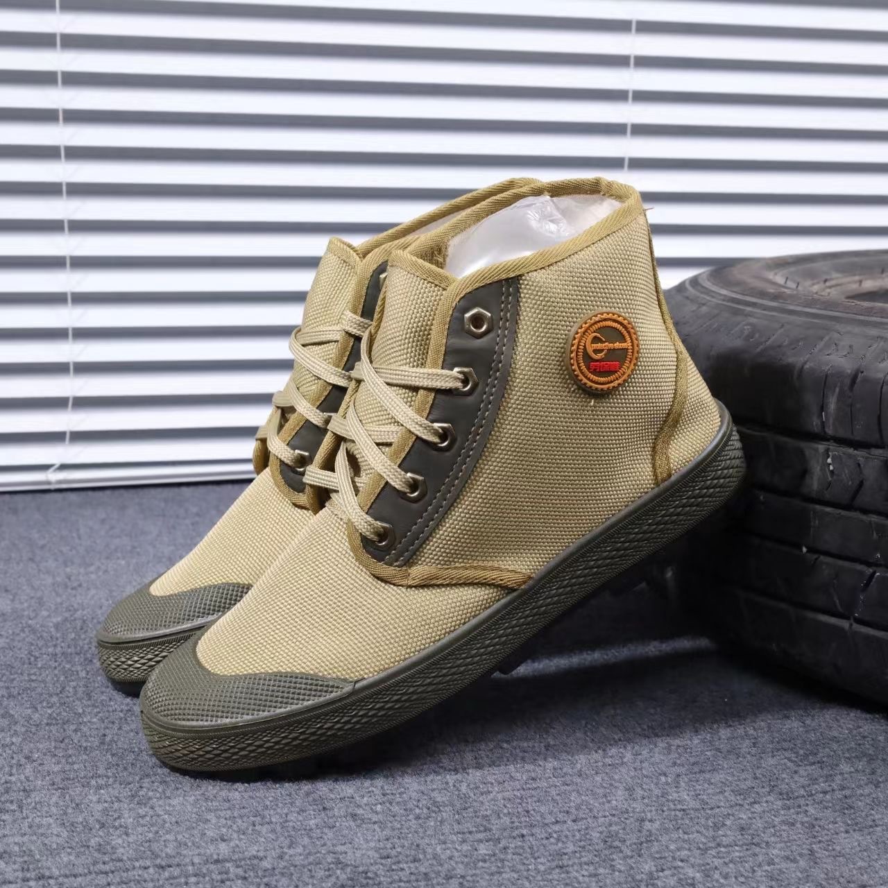 Three-proof shoes breathable safety shoes anti-slip wear-resistant liberation shoes farmland rubber shoes outdoor high-top work shoes waterproof oil-proof 