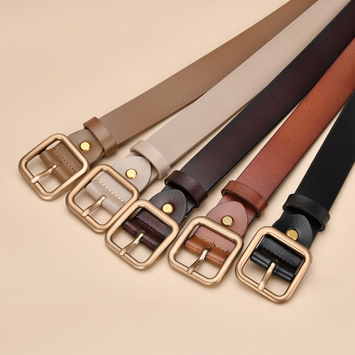 New style cowhide belt women's pin buckle genuine leather casual versatile retro belt women's Japanese buckle jeans belt