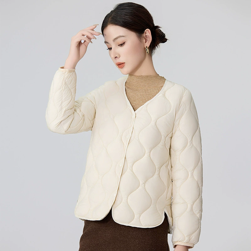 Легкая короткая хлопковая куртка с подкладкой из пуха, новый стиль 2025, теплая тонкая хлопковая куртка, осенне-зимняя легкая хлопковая куртка