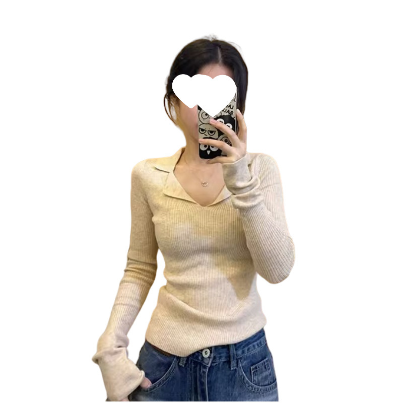 纯欲风辣妹POLO针织衫女开春穿搭打底设计感小众修身显瘦别致上衣|undefined