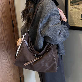 复古慵懒风双肩包女2025新款美拉德多用托特包秋冬简约单肩腋下包