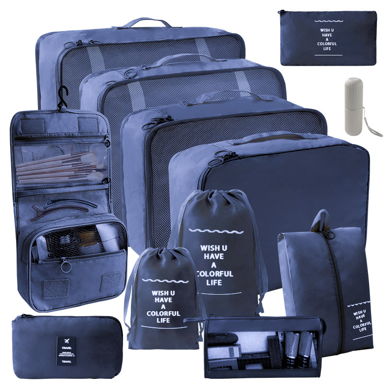 12 종 세트 [7 종세트 + 소묶음주머니 + 삼각가방 + 후크백 + 디지털백 + 세안컵] 네이비