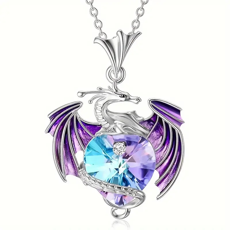 Casual Cartoon Style Heart Shape Dragon Alloy Plating Women's Pendant Necklace display picture 5