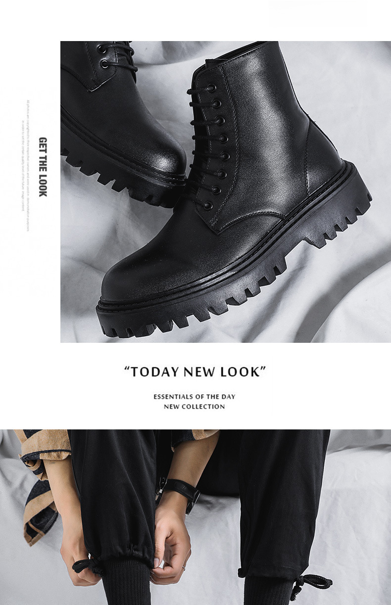 Internet Beliebte Martin-Stiefel für Herren, High-Top, trendige Frühlings- und Herbstschuhe im britischen Retro-Stil, mittelhohe Lederschuhe, erhöhte schwarze Lederstiefel_voghion.com