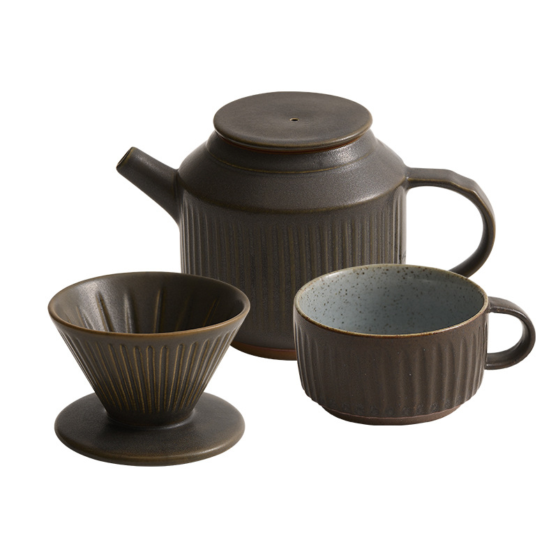 Cafetera de mano de cerámica Filtro inglés para el hogar Juego de taza de filtro de café retro Dispositivos de café por goteo Regalos