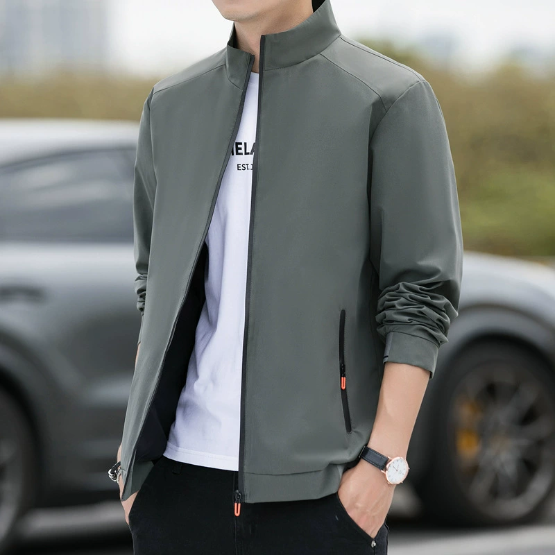 Куртка с воротником для мужчин свободная минималистская сплошная топы для мужчин 2023 осень новая мода минималистская повседневная куртка