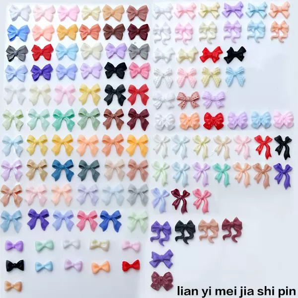 Bow Nail Art Accessories Ribbon Cute Small Mini Mixed Colorful New Bow Tie Wearable Nail Resin Accessories