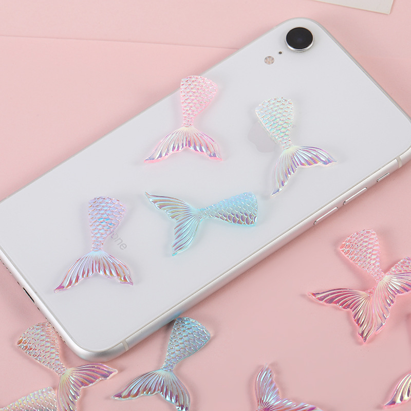 Internet celebrity mobile phone hair accessories DIY resin diamond free stickers large fishtail Aurora 39X28mm