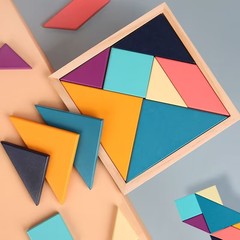 Children's wooden magnetic intelligence colorful tangram puzzle early childhood education fun educational development toys with questions