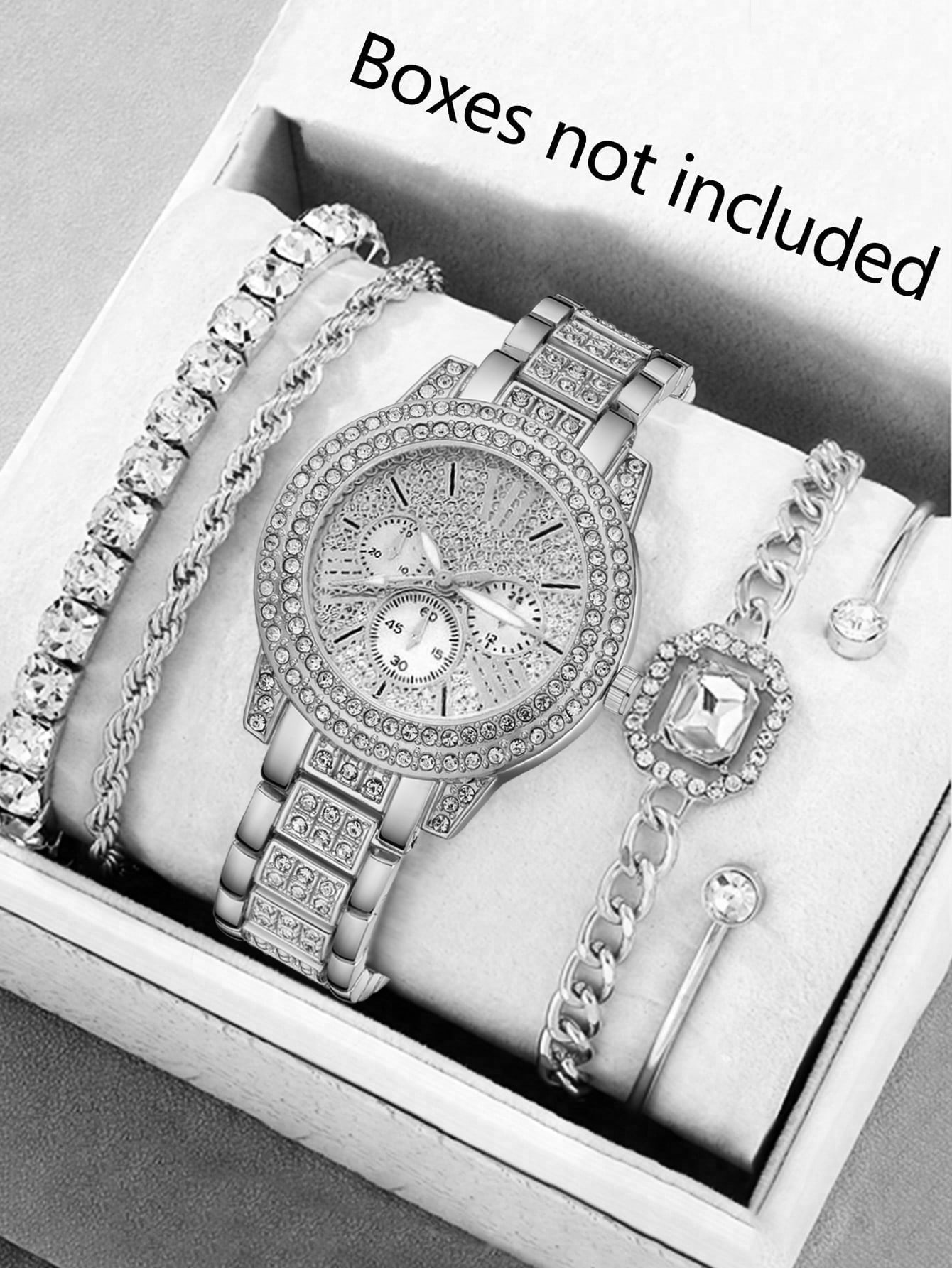 Ventas transfronterizas calientes oro reloj de cara romana pulsera damas 4 piezas conjunto de reloj de cuarzo de acero reloj de aleación de alta calidad image 13