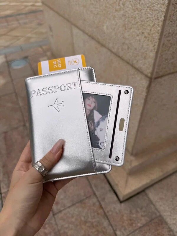 小众韩系银灰色护照夹高颜值出国旅游身份证件收纳套卡包高级感|undefined