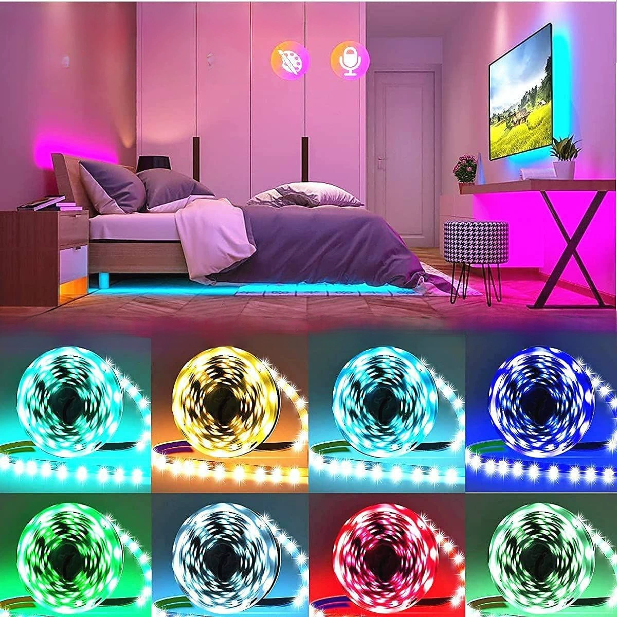 [30 м неоновый опт умная LED-лента, Bluetooth RGB гибкая водонепроницаемая 2835 5050 светодиодная самоклеящаяся]