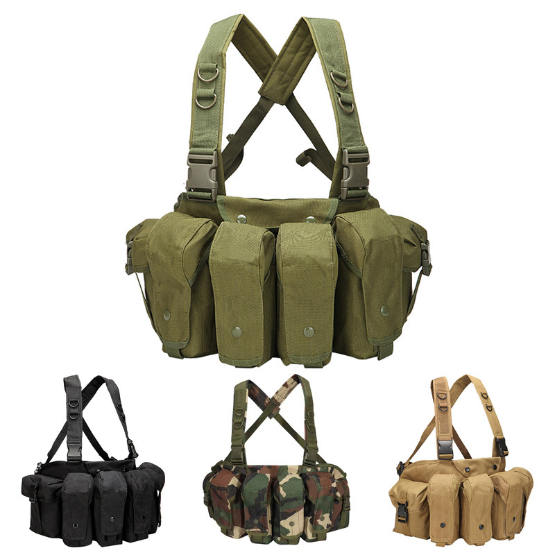 Chaleco de cinturón militar fan AK colgante de pecho equipo de transporte de combate chaleco de desmontaje rápido con bolsas de accesorios chaleco táctico