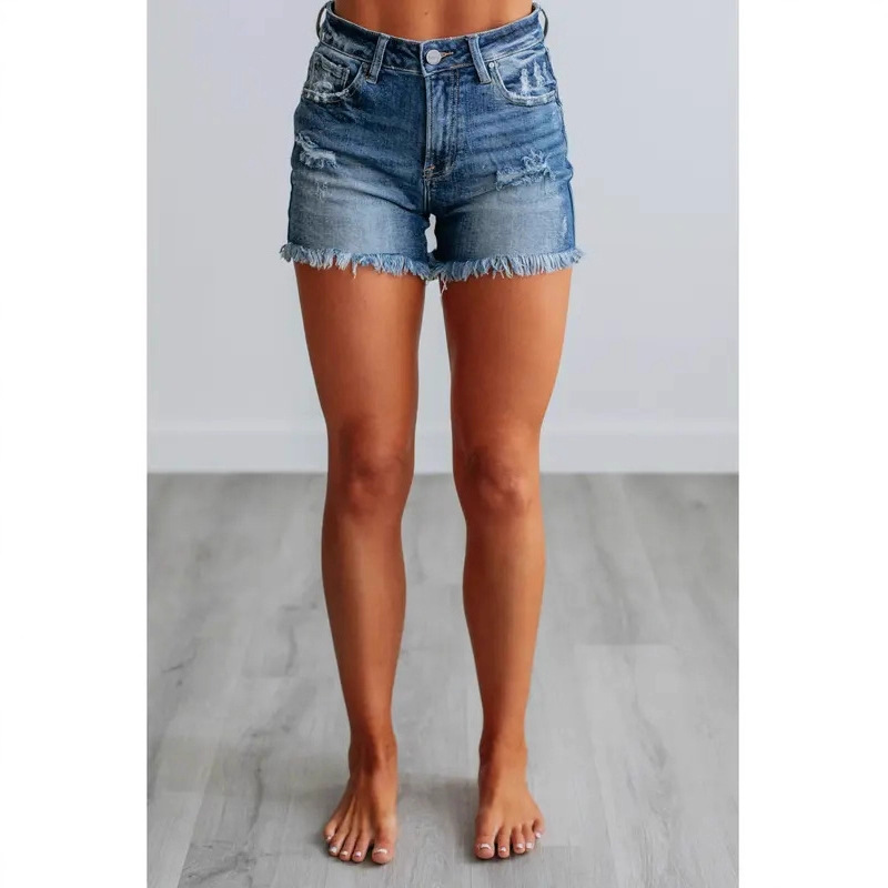 Women's Clothing Distressed Denim Shorts – Vintage Ripped High Waist Casual Hot Pants With Stretch Fit_ecoleips.com