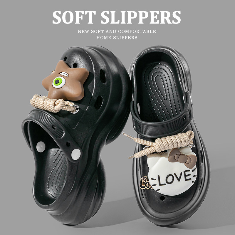 KT Cat Cave Shoes Women's Summer Outer Wear New Thick Sole Increased eva Non-slip Non-smelly Feet Beach Baotou Shoes for Women