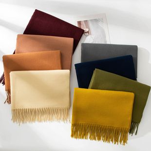 Ankora Red Scarf Autumn and Winter Korean Atmosphere Women's All-match Cashmere Scarf Solid Color Warm Scarf Shawl