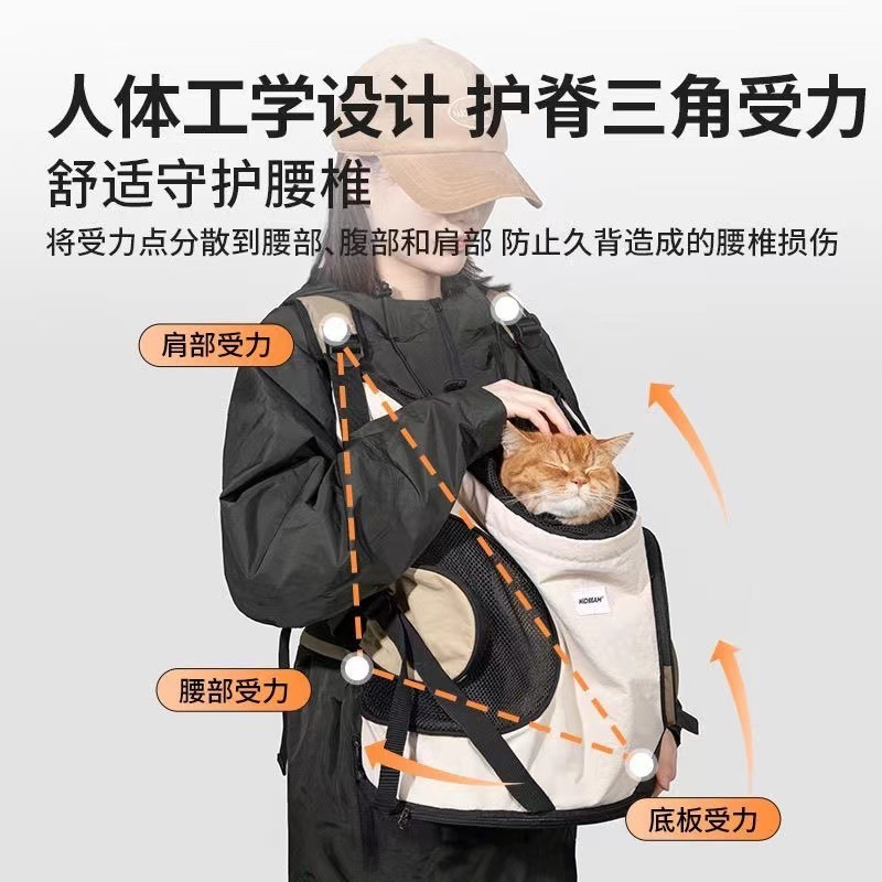 HiDREAM猫背包宠物外出透气前置猫咪帆布猫包出门猫可爱便携双肩|undefined