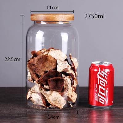 Fabricante personalizado doméstico multi-especificación de alta borosilicona vidrio granos tanque de almacenamiento de granos de gran capacidad Acacia cubierta de madera naranja lata