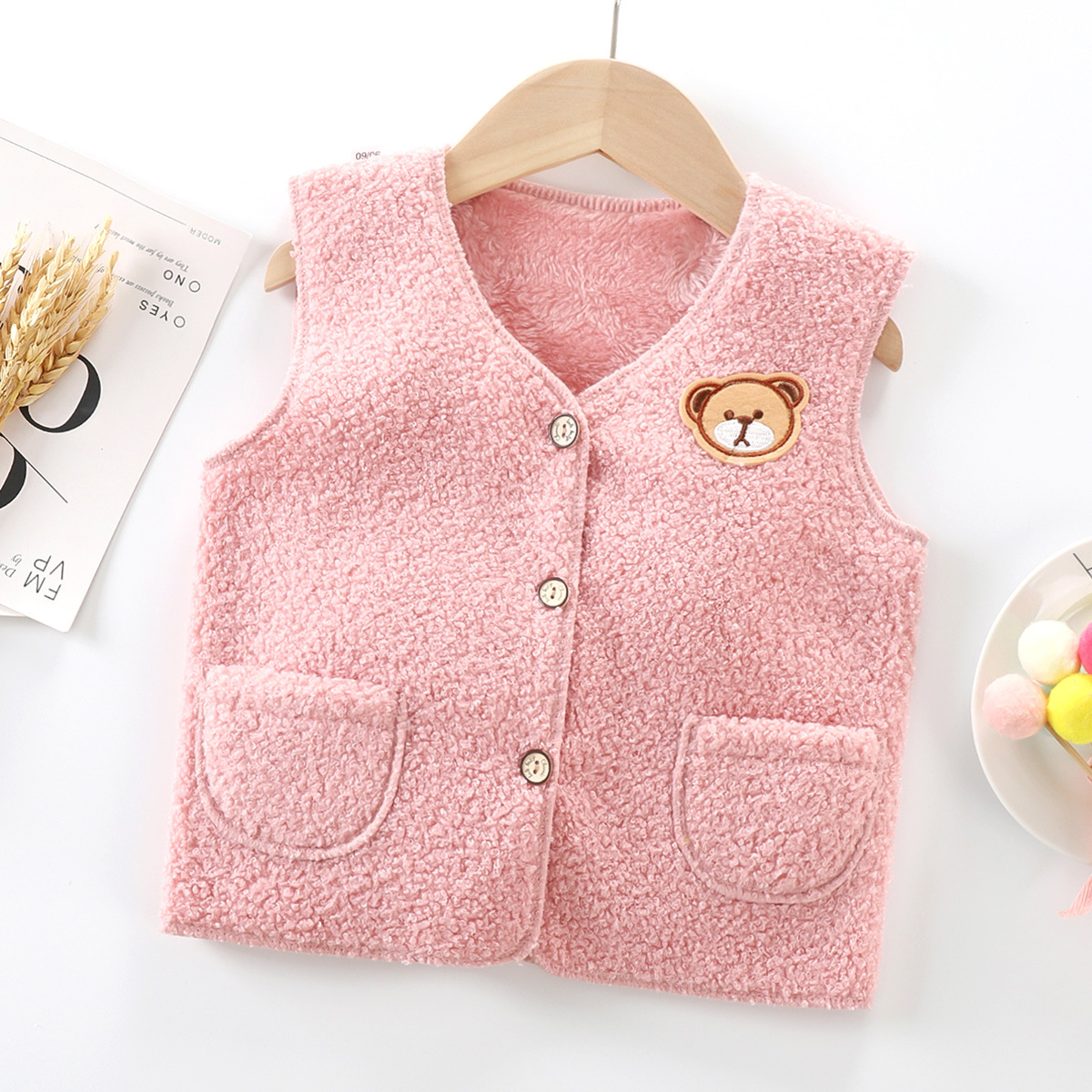 Niños de otoño e invierno Chaleco de lana de cordero niños y niñas de doble cara chaleco cálido bebé cardigan dentro y fuera del chaleco de desgaste
