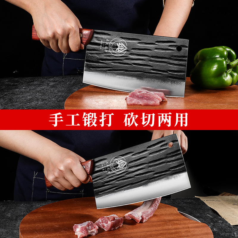 Cuchillo de corte de hueso forjado engrosado para la fábrica de carniceros cuchillo de cocina profesional de carniceros domésticos cuchillo de cocina de tiburón negro forjado