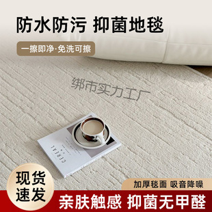 2025 New Waterproof and Anti-Fouling Carpet Living Room Light Luxury High-End Cream Style Off-White Solid Color Sofa Blanket No-Wash