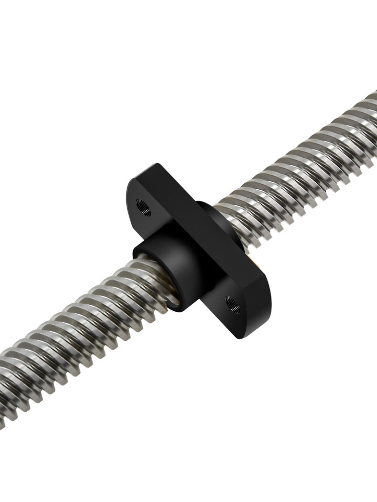 T8絲杆銑扁POM螺母賽鋼靜音3D打印機配件Z軸螺距2mm配套長方形邊