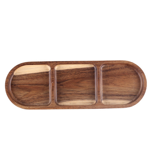 Lychee sea acacia wood snack plate wooden home ktv hotel tableware wholesale dried fruit snack divided snack plate