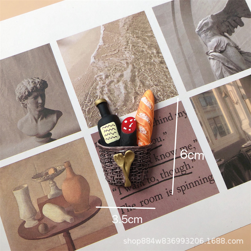 Alimentos y juegos serie creativa simulación tridimensional gourmet huevo pan café azúcar calabaza desayuno resina decorativa refrigerador pegatinas